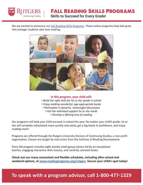 Fall Reading Skills Programs 